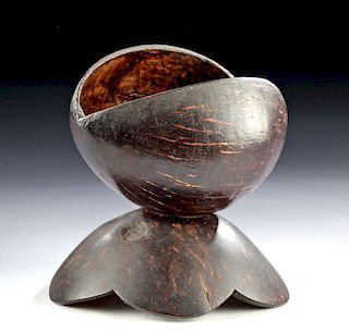 19th C. Hawaiian Footed Drinking Vessel from Coconuts