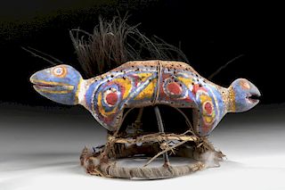20th C. Papua New Guinea Wood / Feather Dance Helmet