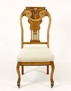 Italian Marquetry Side Chair, Late 19th/Early 20th