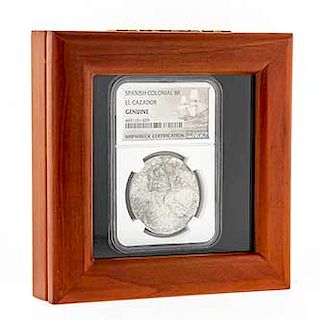 Moneda de plata "El Cazador". SXVIII Procedente del naufragio del barco "EL CAZADOR". Valores faciales: de 8. No. de serie: 4491101-029