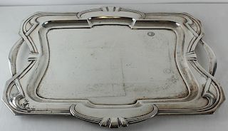 SILVER. Signed Art Deco Continental Silver Tray.