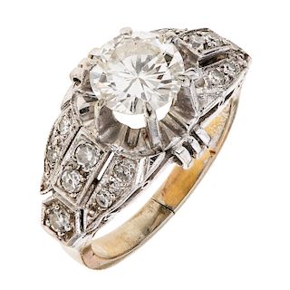 A diamond palladium silver ring.