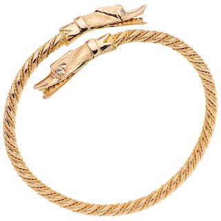 A diamond 18K yellow gold cuff bracelet.