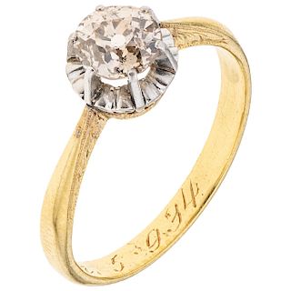 A diamond 18K yellow gold solitaire ring.
