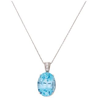 A topaz and diamond 14K white gold pendant and necklace.