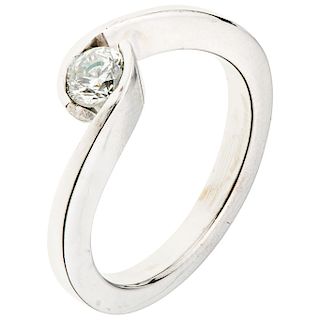 A diamond 14K white gold solitaire ring.