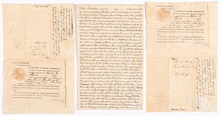 Group of early hand written legal documents