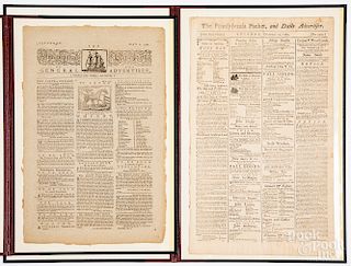 Two 18th c. Pennsylvania Packet newspapers