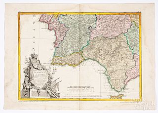 R. Zannoni 1771 hand colored map of Portugal
