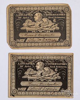 Pair of tickets dated 1838