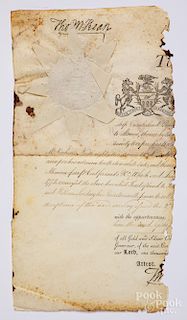 Fragment of an indenture signed by Thomas McKean