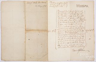 Legal document will of Margret Hall dated 1738