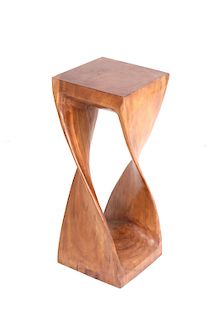 Solid Hand Made Oak Wood Twist End Table