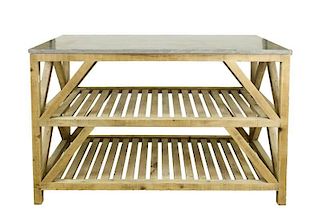 Rustic Concrete Top Two Tiered Work Table