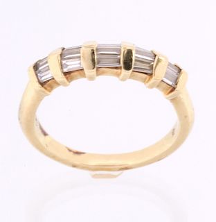 Mid-Century Modern Diamond Baguette Cut Ring