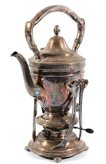 Monogrammed Gorham Tea Pot with Burner & Stand