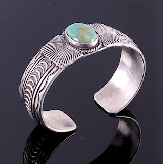Navajo Turquoise & Sterling Impressive Bracelet