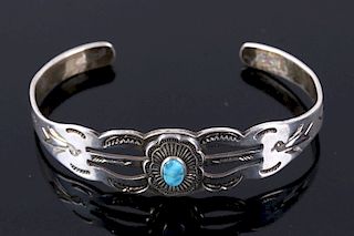 Navajo Fred Harvey Turquoise & Sterling Bracelet