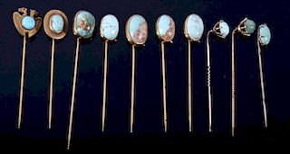 Early Gold Filled & Turquoise Hat Pins c. 1800's