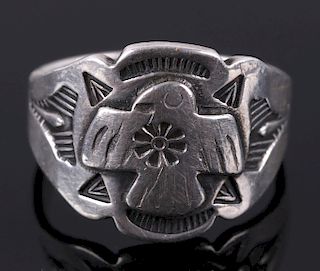 Navajo Fred Harvey Thunderbird Silver Ring