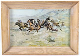 Charlie Russell "The Surprise Attack" Framed Print