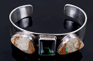 Navajo Royston Turquoise & Tourmaline Bracelet