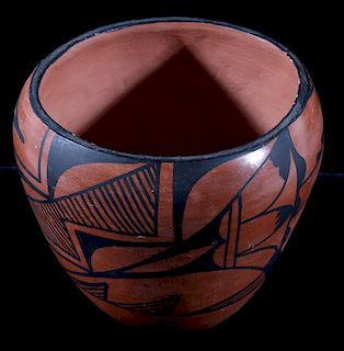Signed Jemez Pueblo Painted Pottery Bowl c 1950's