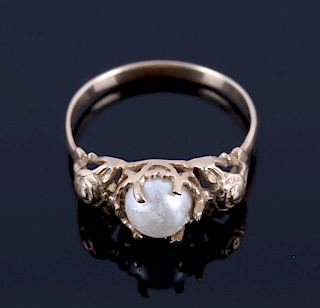14 Karat Art Deco Gold & Pearl Ring
