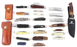 Collection of 25 Pocket and Belt Knives