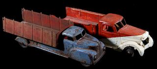 Mid 20th Century Metal Toy Ice & Dump Trucks