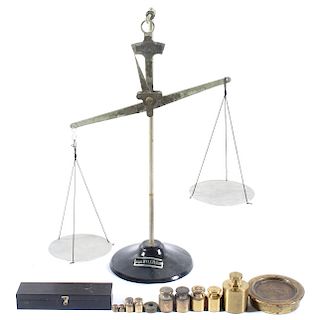 Welch Balance Scale and Brass Weights