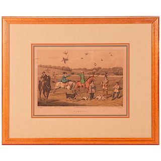 A rare English falconry print signed Henry Alken (1785-1851) and dated 1820.