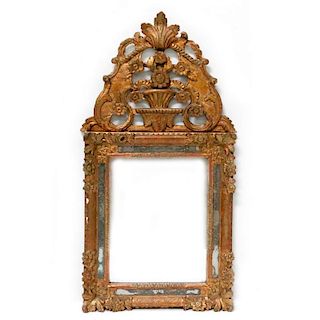 An 18th century continental gilt frame mirror.