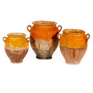 Three 19th century stoneware pots.