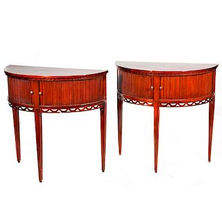 A pair of console tables.