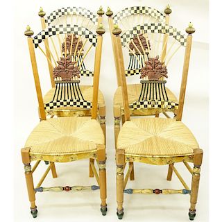 4 Mackenzie-Childs Side Chairs