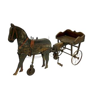 Antique Childs Pedal Horse & Buggy