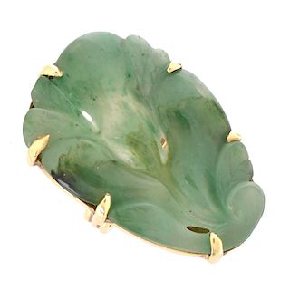 Carved Jade and 14K Ring