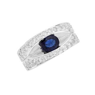 Sapphire, Diamond and 18K Ring