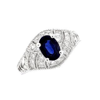 Sapphire, Diamond and 14K Ring