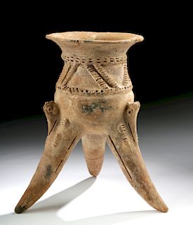 Chiriqui Pottery Tripod Rattle Jar w/ Avian Legs