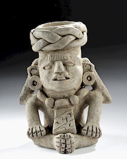 Zapotec Pottery Seated Corn God Vessel
