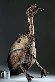 Large 20th C. Papua New Guinea Fiber Cassowary Figure