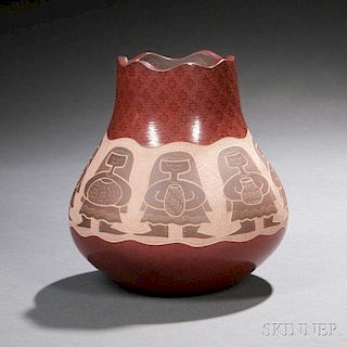 Jody Naranjo Carved and Incised Pottery Jar