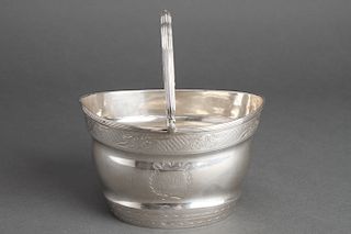 English Silver Engraved & Chased Basket