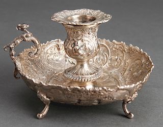 Continental Silver Ornate Footed Chamberstick