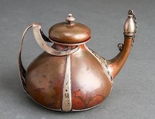 Gorham Silver & Copper Teapot-Form Oil Lamp
