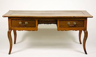 French Elm Wood Writing Desk, 19th C.