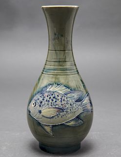 Moorcroft English Fish Motif Pottery Vase C.1930