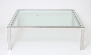 Mid-Century Modern Chrome & Glass Coffee Table